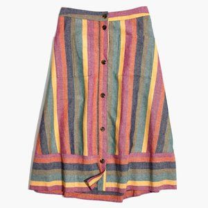 Madewell Rainbow Stripe Midi Skirt